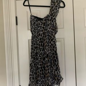 Kenneth Cole One Shoulder Chiffon Cheetah Dress